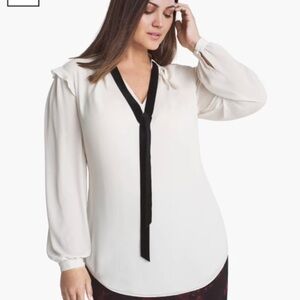 White House Black Market Velvet Tie Blouse Women’s Size 4